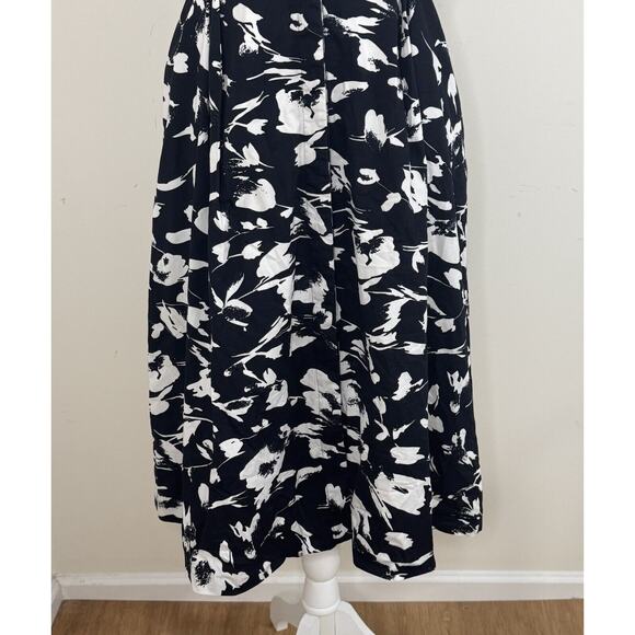 Jason Wu Collective Floral Collard Midi Dress Size 12 Black & White Pockets - Picture 5 of 14